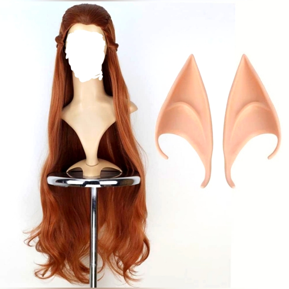 Long Auburn Wig with Elf Ears